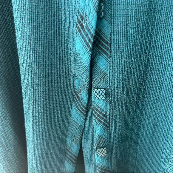 Habitat Textured Button-Up Swing Top Sz L Teal Blue - Picture 6 of 10